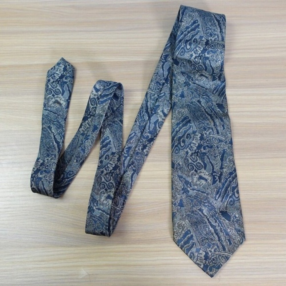 HIROKO‎ KOSHINO HOMME Neck Tie Mens Blue Paisley Silk Luxury Japanese Designer